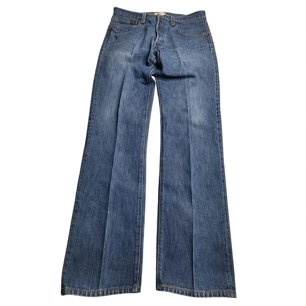 Levis 501 Jeans Mens 32x34 Blue Denim Straight Leg Button Fly Medium Wash‎